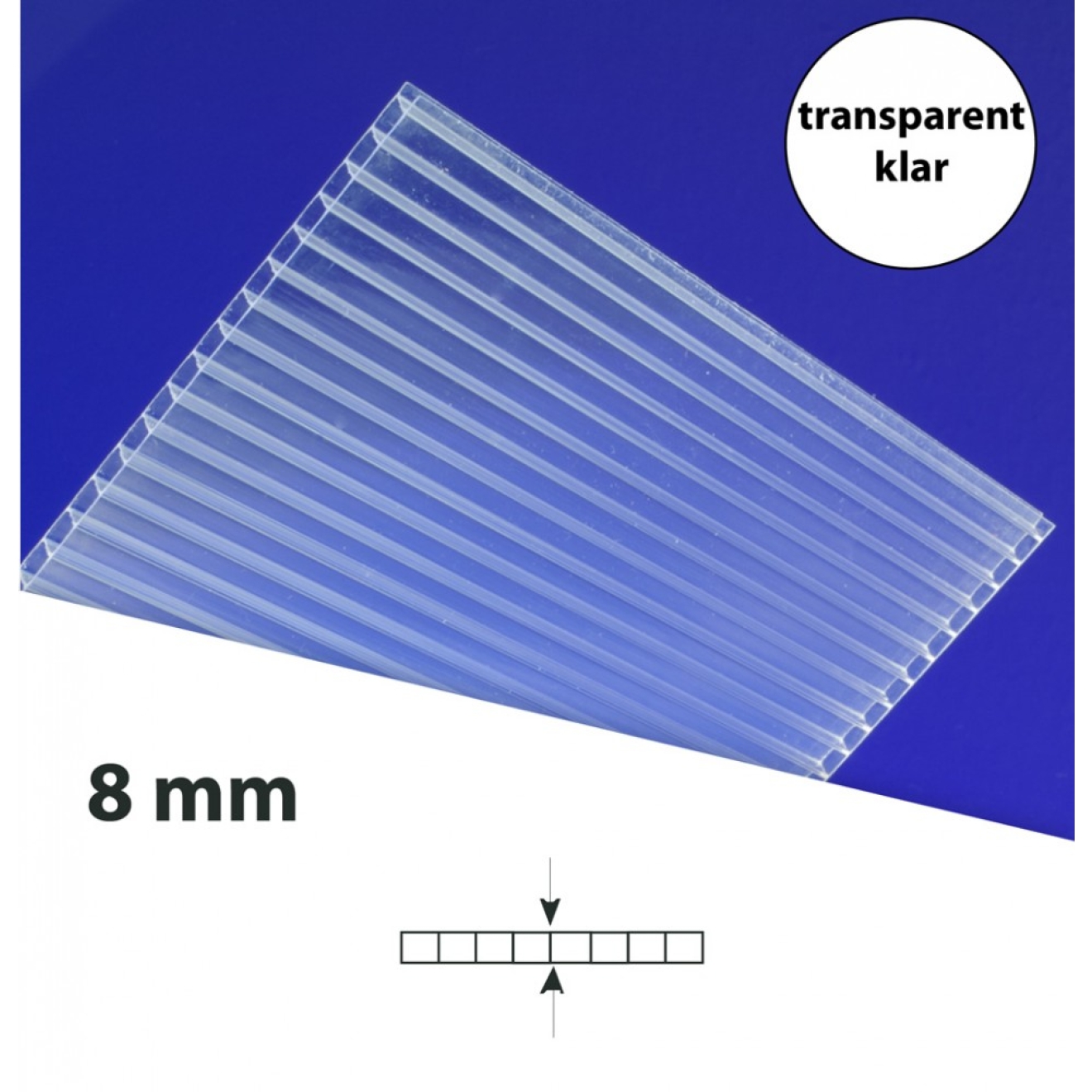 Stegplatten 8 mm transparent klar - 2100 mm breit