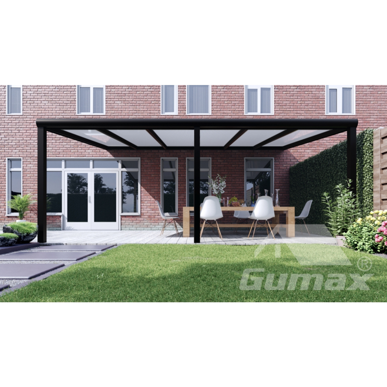 Terrasse 6,0 x 4,0 m mit PC Stegplatten