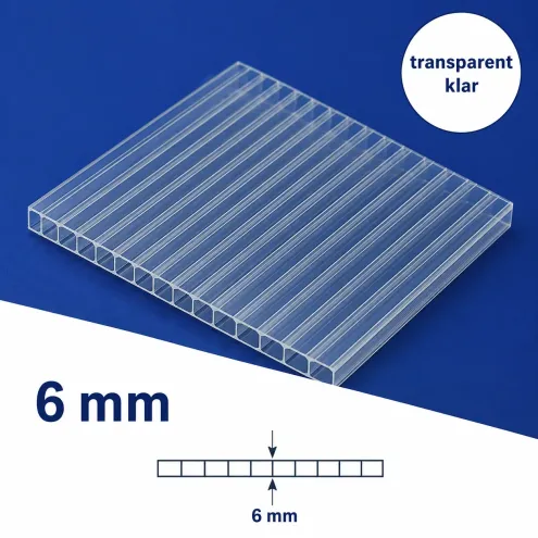 Stegplatten 6 mm transparent klar - 1050 mm breit