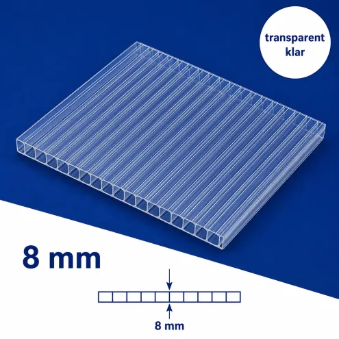 Gewächshaus-Stegplatten 8 mm transparent klar